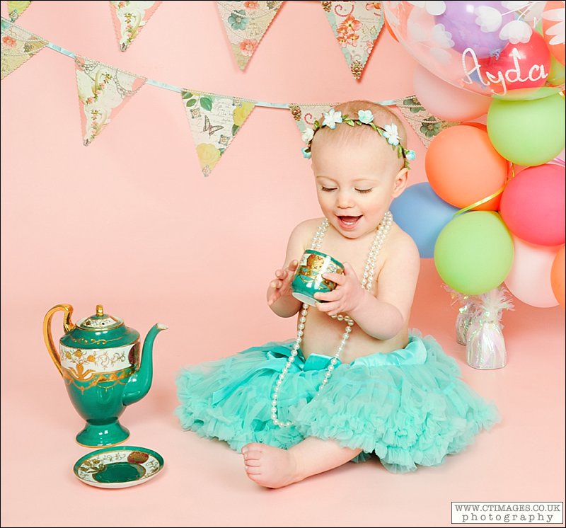 baby photography, baby girl, tea party, green tutu,