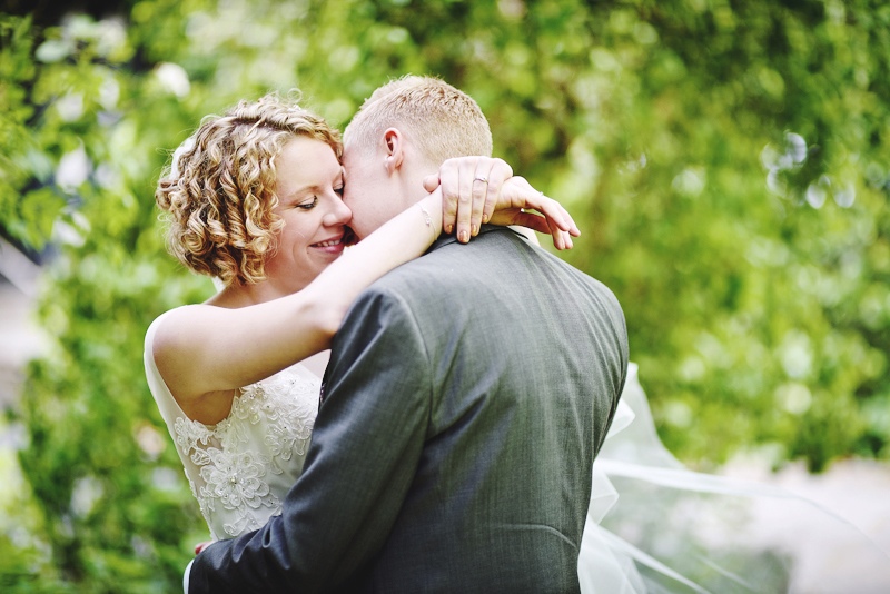 photograph of bride and groom at haigh hall wedding