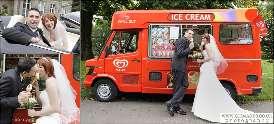 bride having ice-cream at haigh hall wedding